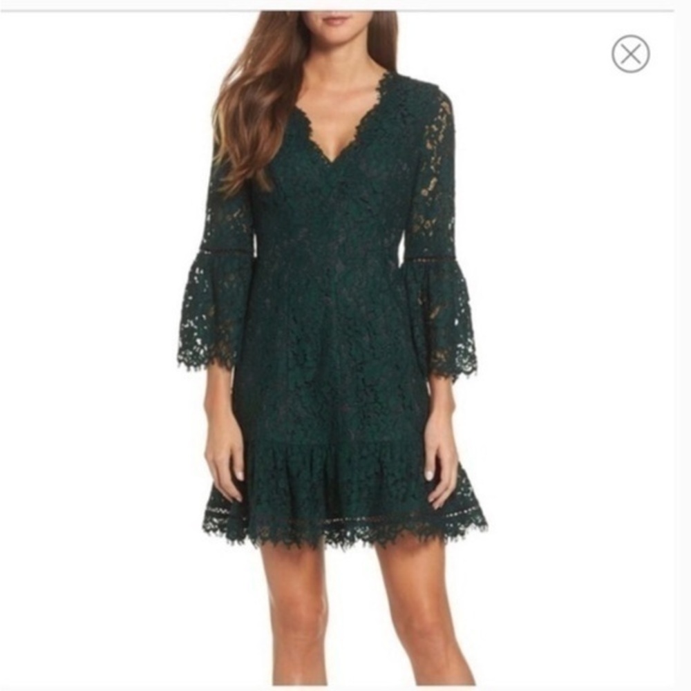 Eliza J Dress Dark Green Lace